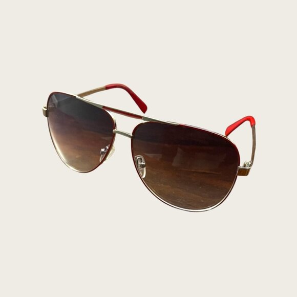 MARC Aviator Sunglasses W/ Red Accents‎ - Picture 1 of 4